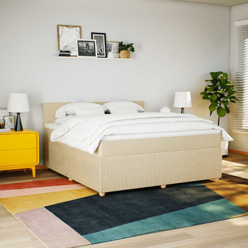Pat continental cu saltea, crem, 180x200 cm, textil
