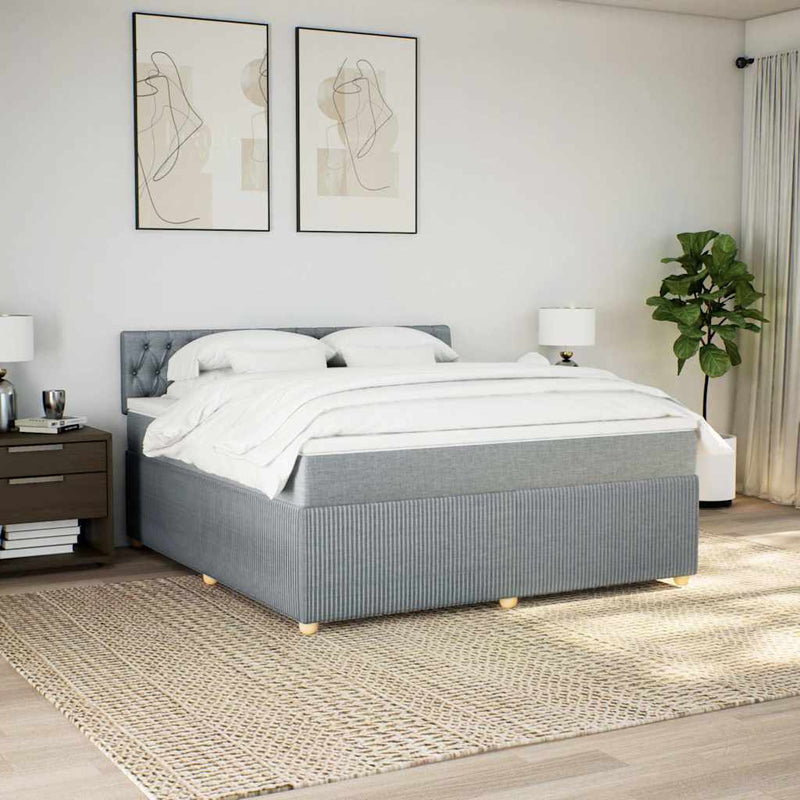 Pat continental, gri deschis, 180x200 cm, material textil
