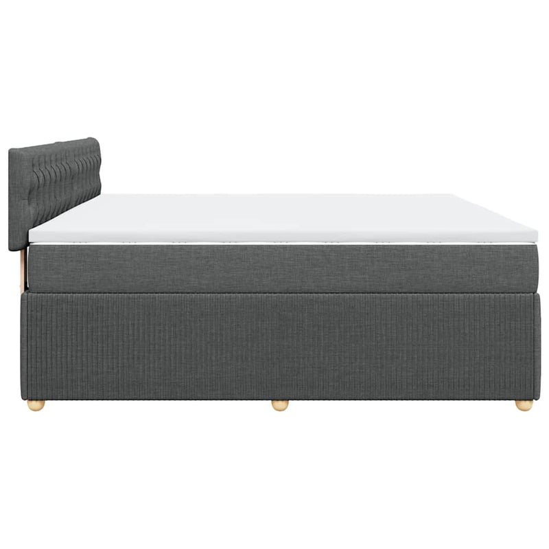 Pat box spring cu saltea, gri închis, 180x200 cm, textil