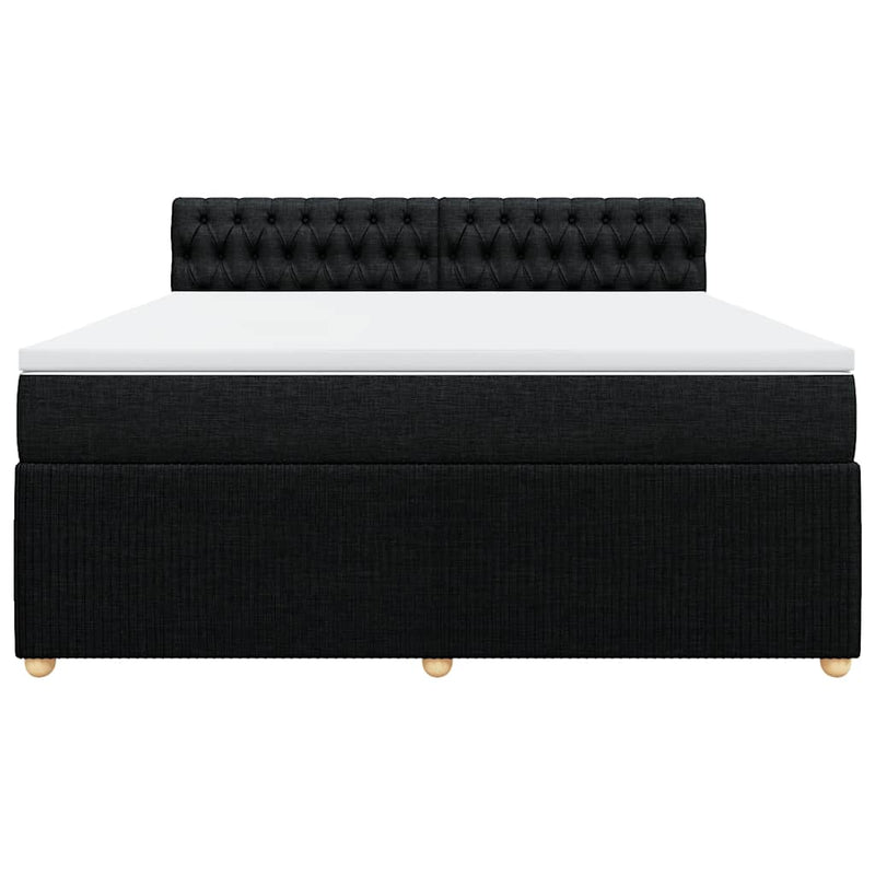 Pat box spring cu saltea, negru, 180x200 cm, catifea