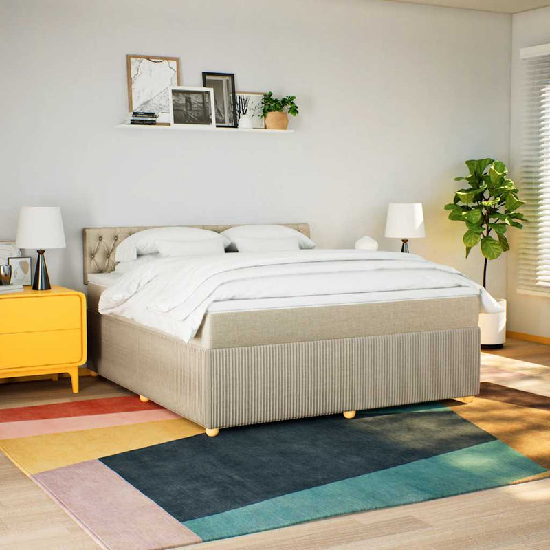 Pat continental cu saltea, crem, 180x200 cm, textil