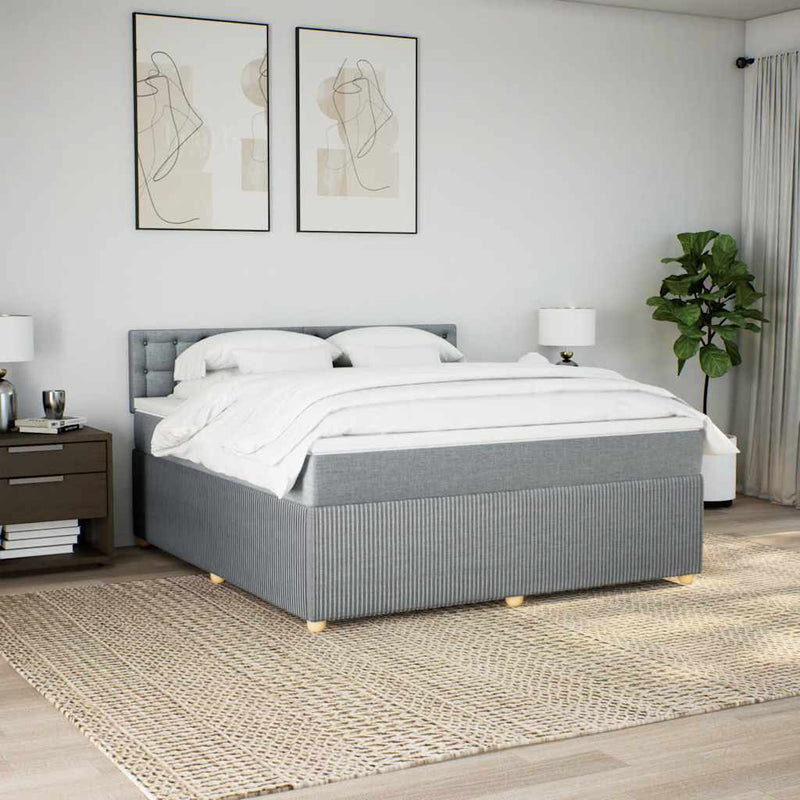 Pat continental, gri deschis, 180x200 cm, material textil