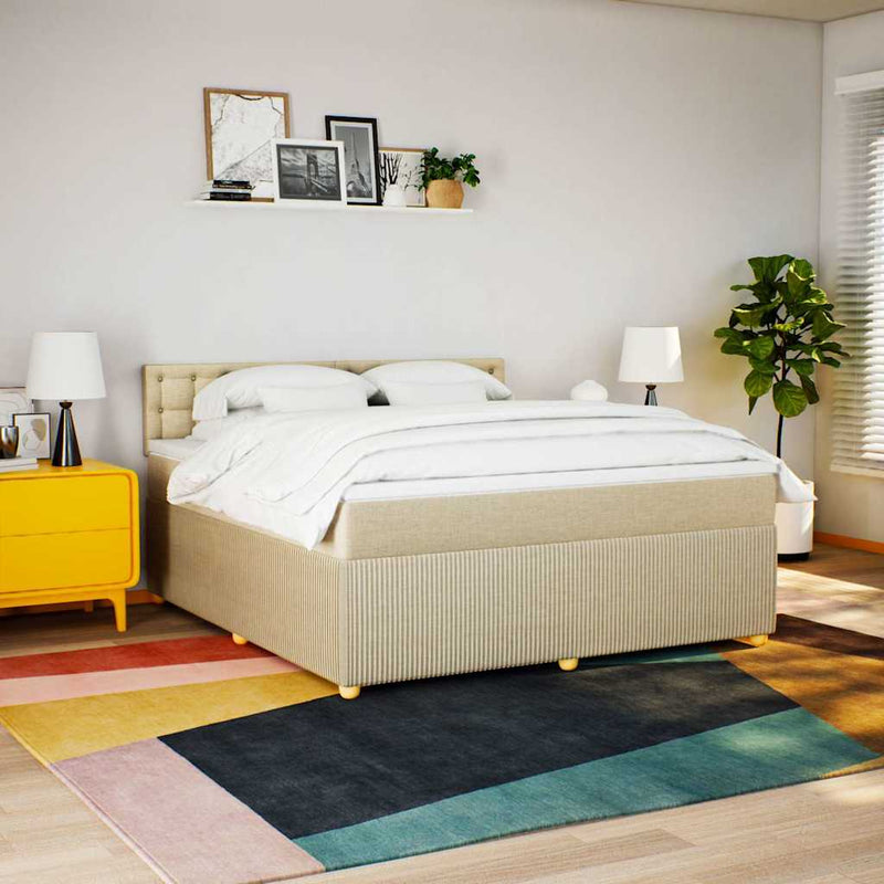 Pat continental cu saltea, crem, 180x200 cm, textil