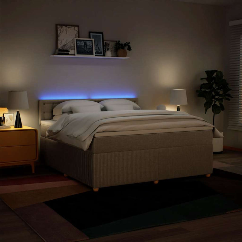 Pat continental cu saltea, crem, 180x200 cm, textil