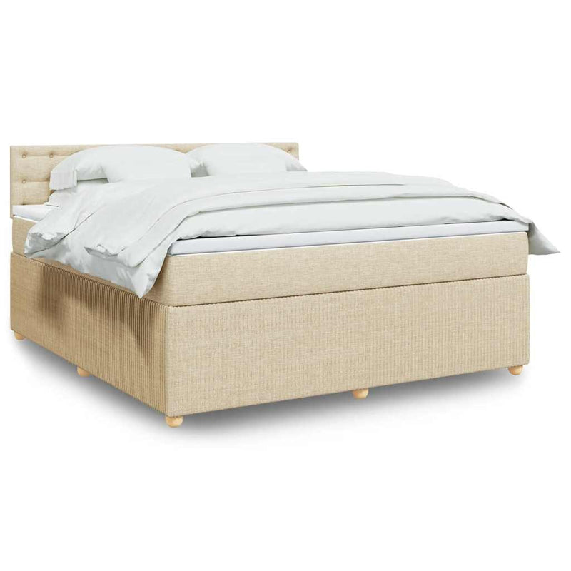 Pat continental cu saltea, crem, 180x200 cm, textil