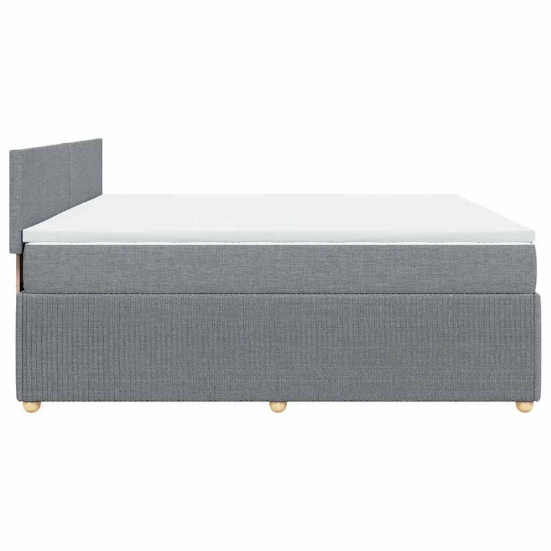 Pat box spring cu saltea, gri deschis, 200x200 cm, textil