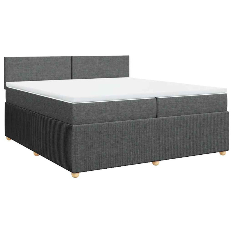 Pat box spring cu saltea, gri închis, 200x200 cm, textil