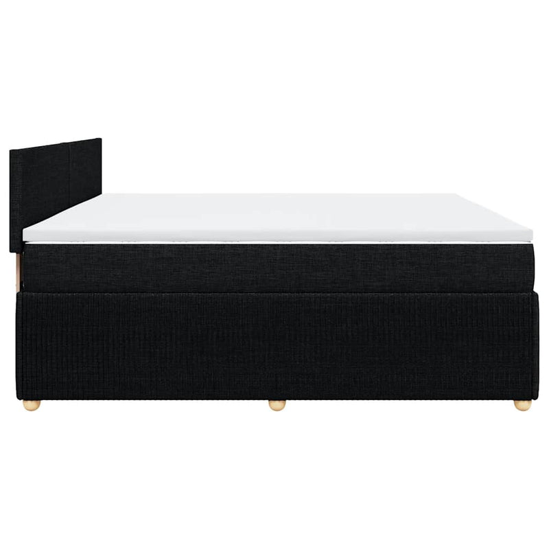 Pat box spring cu saltea, negru, 200x200 cm, textil