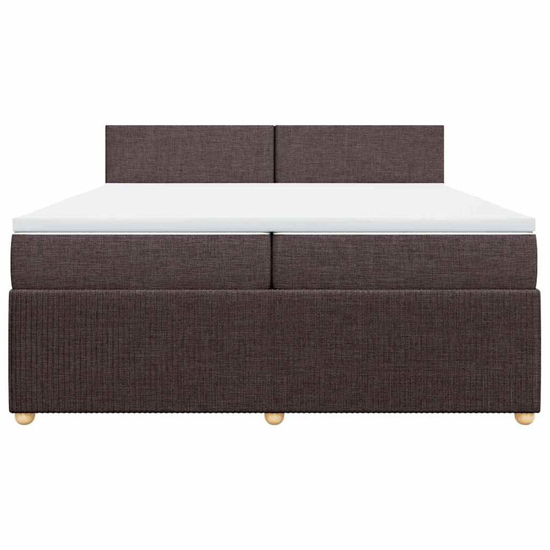Pat box spring cu saltea, maro închis, 200x200 cm, textil