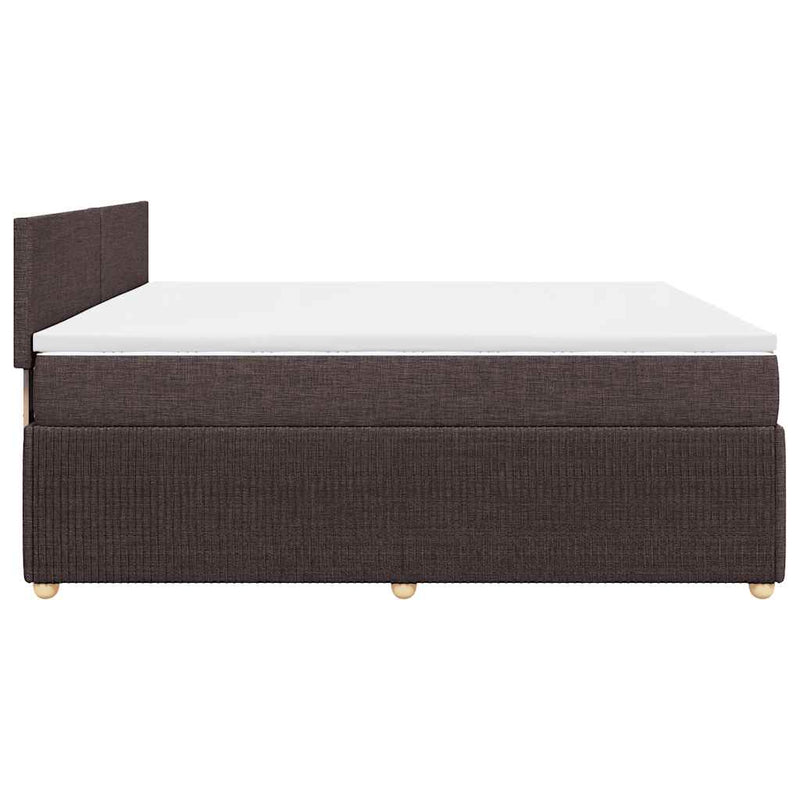 Pat box spring cu saltea, maro închis, 200x200 cm, textil