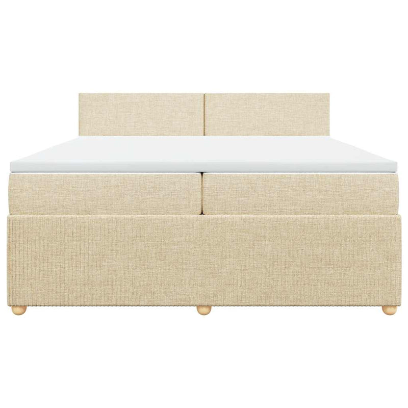 Pat box spring cu saltea, crem, 200x200 cm, textil