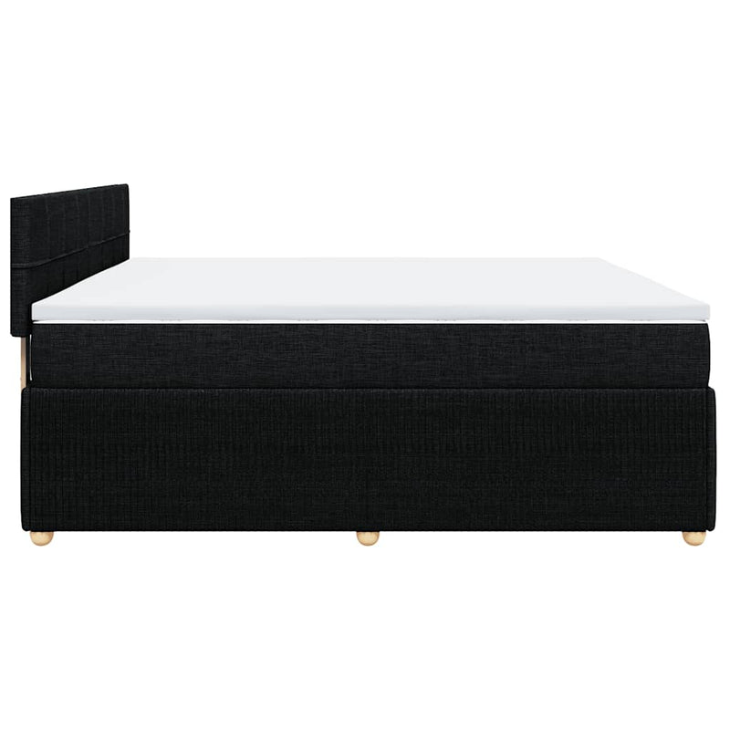 Pat box spring cu saltea, negru, 200x200 cm, textil