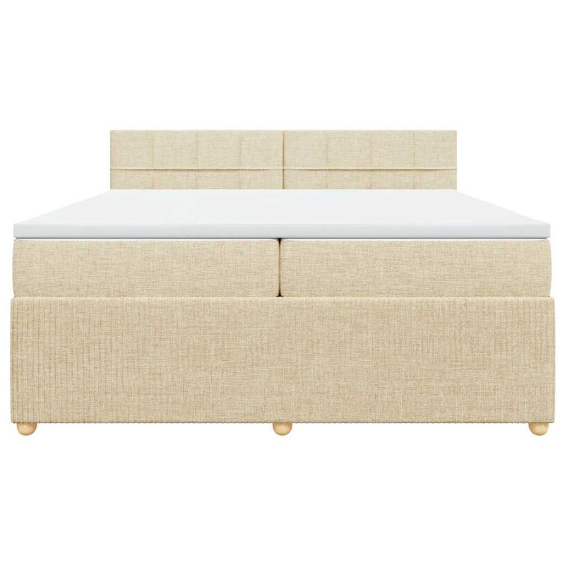 Pat box spring cu saltea, crem, 200x200 cm, textil