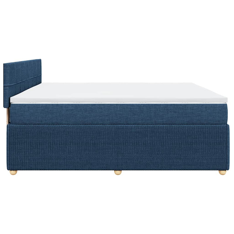 Pat box spring cu saltea, albastru, 200x200 cm, textil