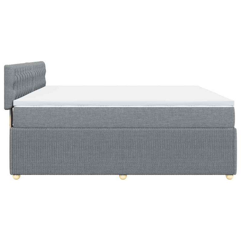 Pat box spring cu saltea, gri deschis, 200x200 cm, textil