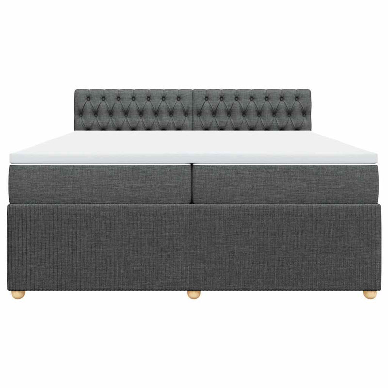 Pat box spring cu saltea, gri închis, 200x200 cm, textil