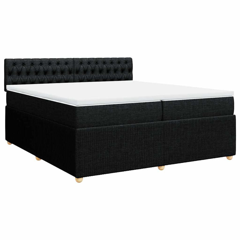 Pat box spring cu saltea, negru, 200x200 cm, textil