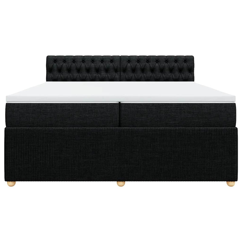 Pat box spring cu saltea, negru, 200x200 cm, textil