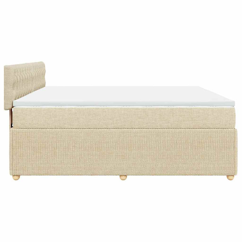 Pat box spring cu saltea, crem, 200x200 cm, textil