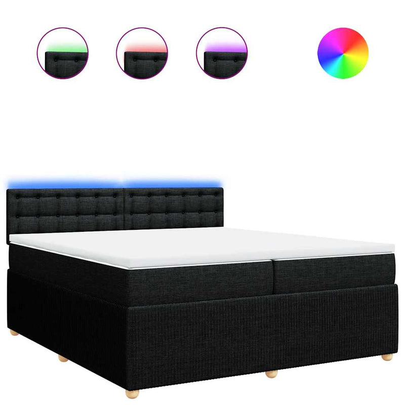Pat box spring cu saltea, negru, 200x200 cm, textil