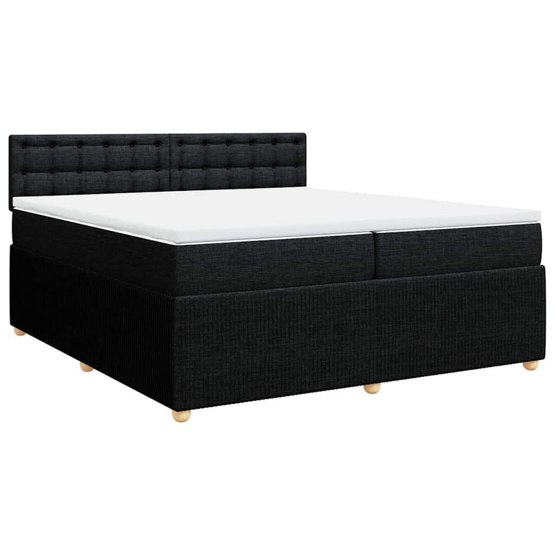 Pat box spring cu saltea, negru, 200x200 cm, textil