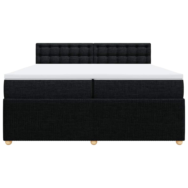 Pat box spring cu saltea, negru, 200x200 cm, textil