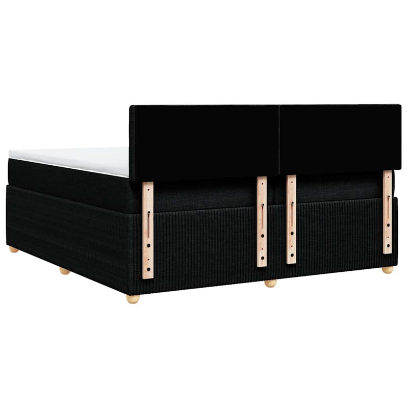 Pat box spring cu saltea, negru, 200x200 cm, textil