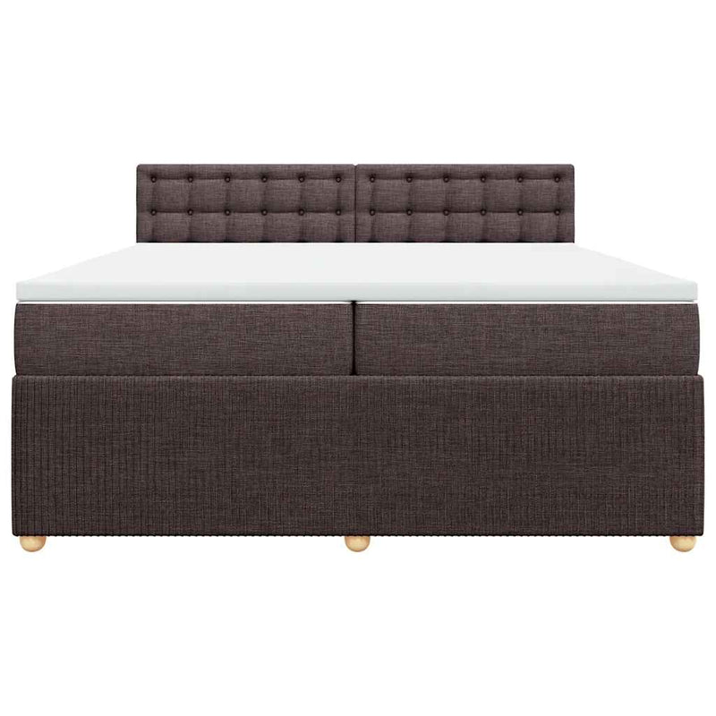 Pat box spring cu saltea, maro închis, 200x200 cm, textil