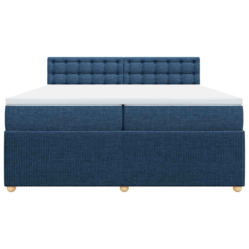 Pat box spring cu saltea, albastru, 200x200 cm, textil