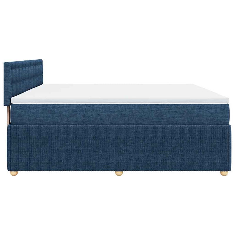 Pat box spring cu saltea, albastru, 200x200 cm, textil