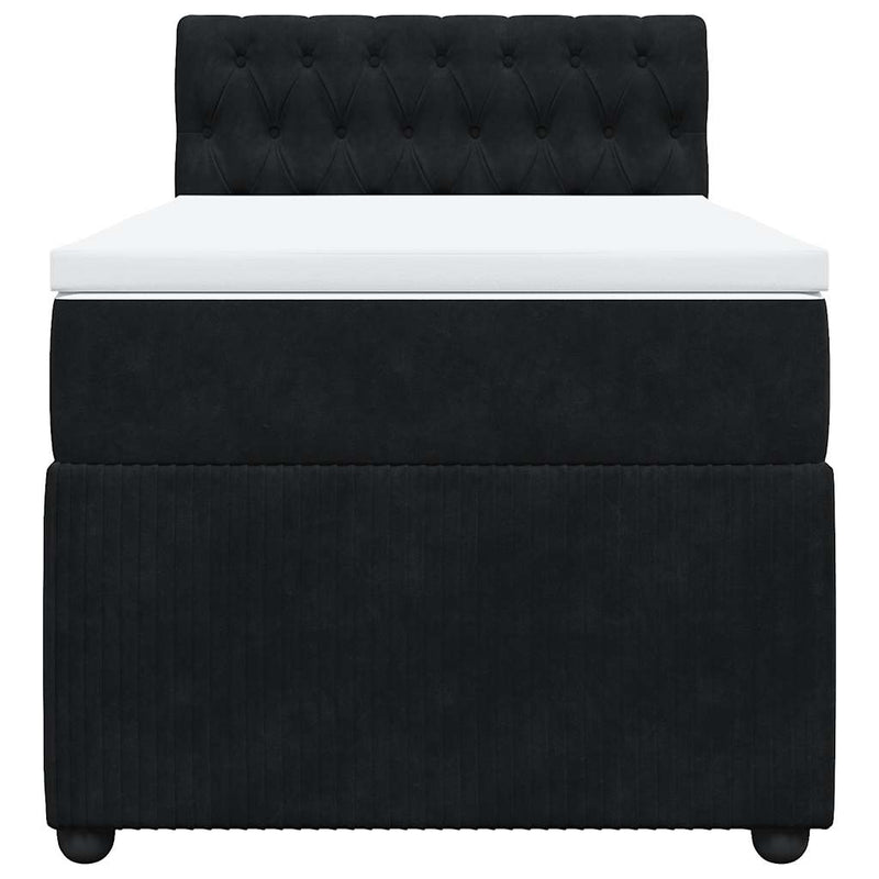 Pat box spring cu saltea, negru, 80x200 cm, catifea