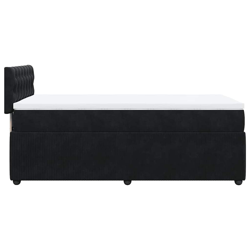 Pat box spring cu saltea, negru, 80x200 cm, catifea