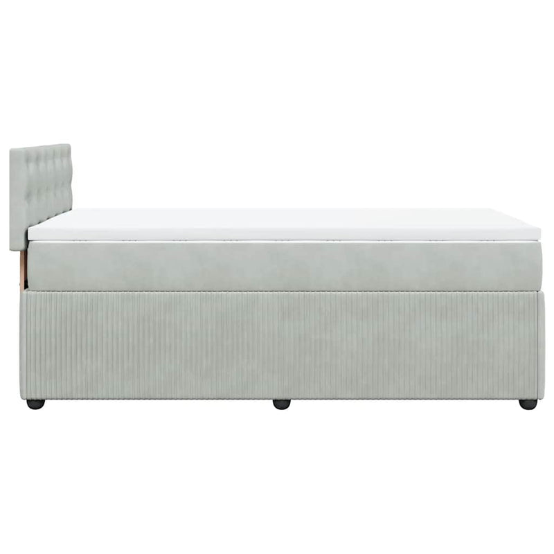 Pat continental cu saltea, gri deschis, 80x200 cm, catifea