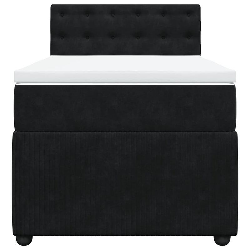 Pat box spring cu saltea, negru, 80x200 cm, catifea