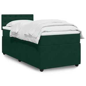 Pat continental cu saltea, verde închis, 80x200 cm, catifea