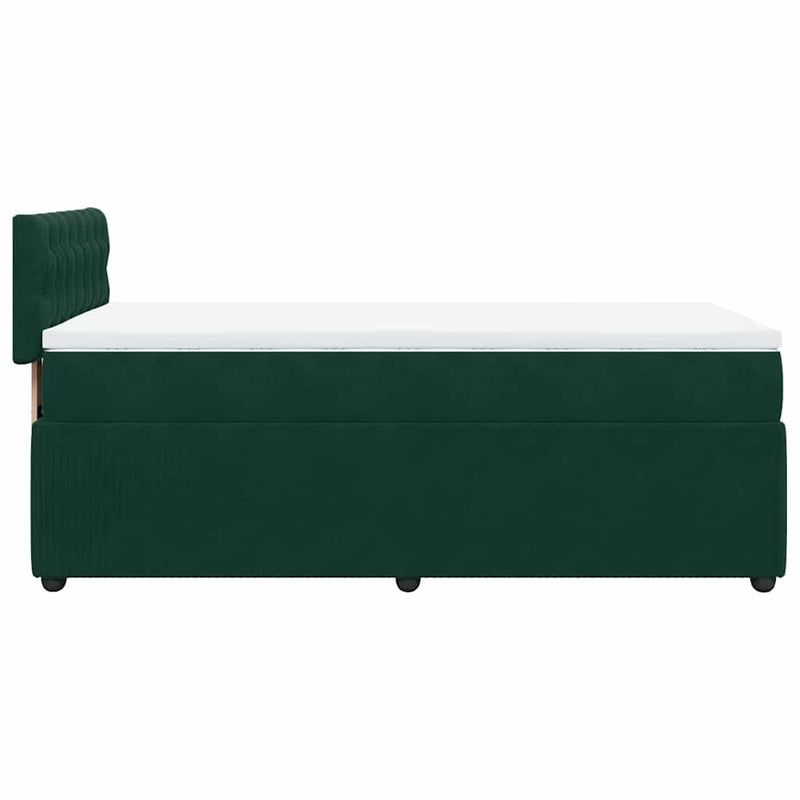 Pat box spring cu saltea, verde închis, 90x190 cm, catifea