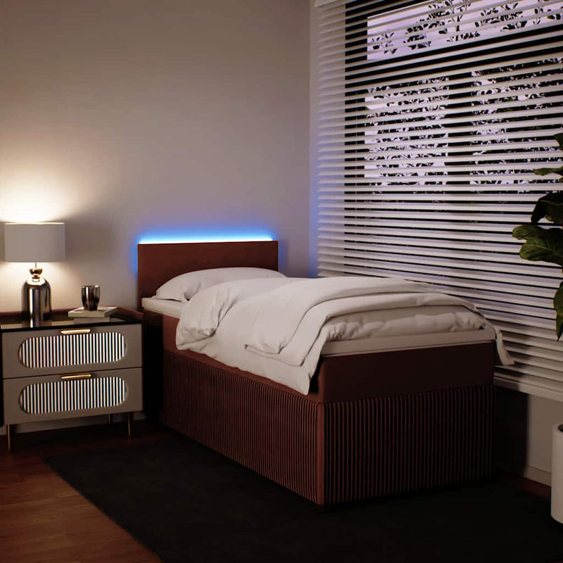 Pat box spring cu saltea, roz, 90x200 cm, catifea