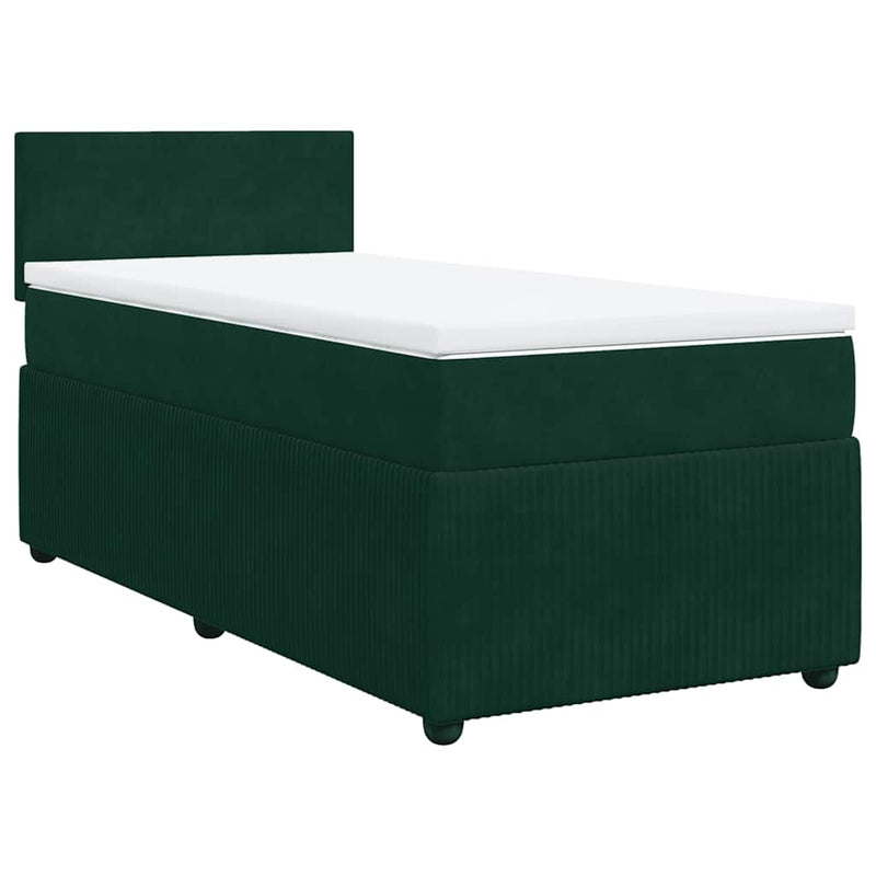 Pat box spring cu saltea, verde închis, 100x200 cm, catifea