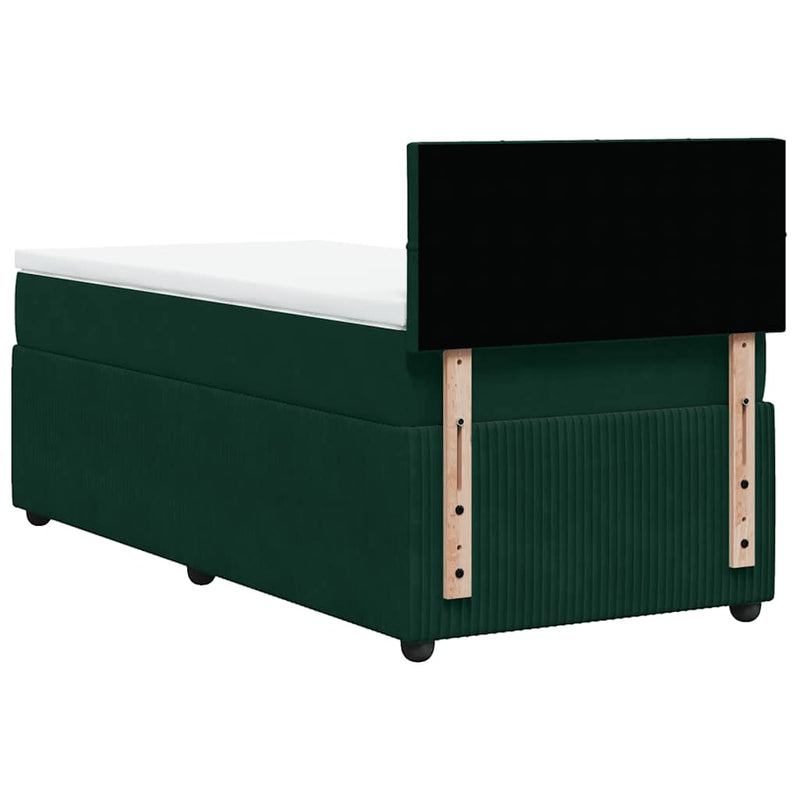Pat box spring cu saltea, verde închis, 100x200 cm, catifea