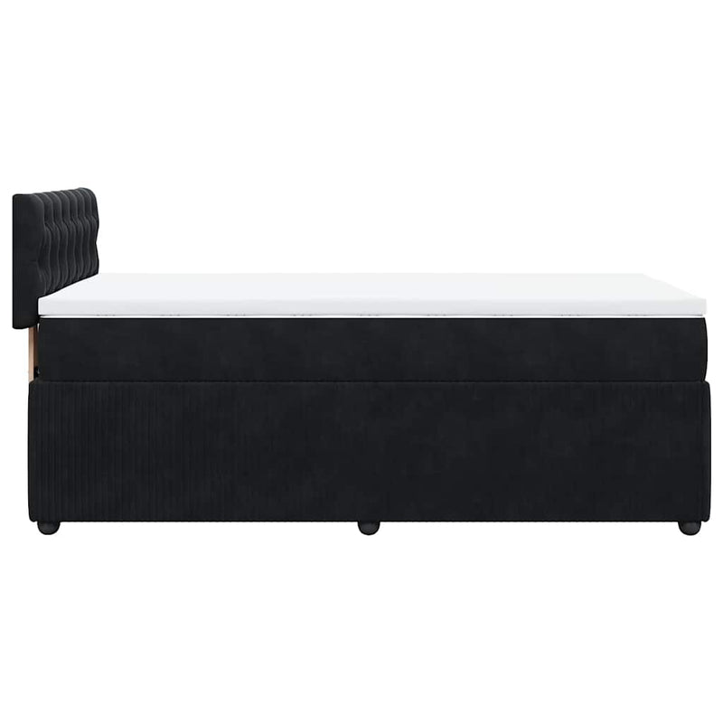 Pat box spring cu saltea, negru, 100x200 cm, catifea
