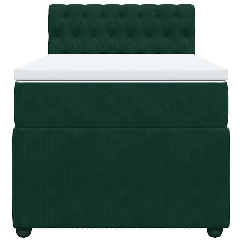 Pat box spring cu saltea, verde închis, 100x200 cm, catifea