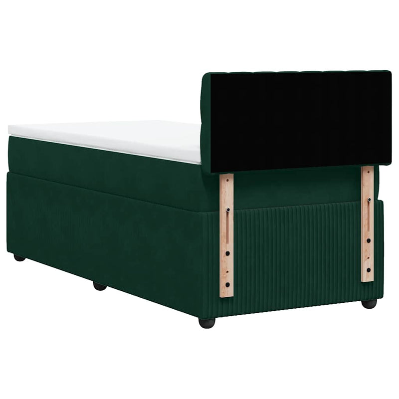 Pat box spring cu saltea, verde închis, 100x200 cm, catifea