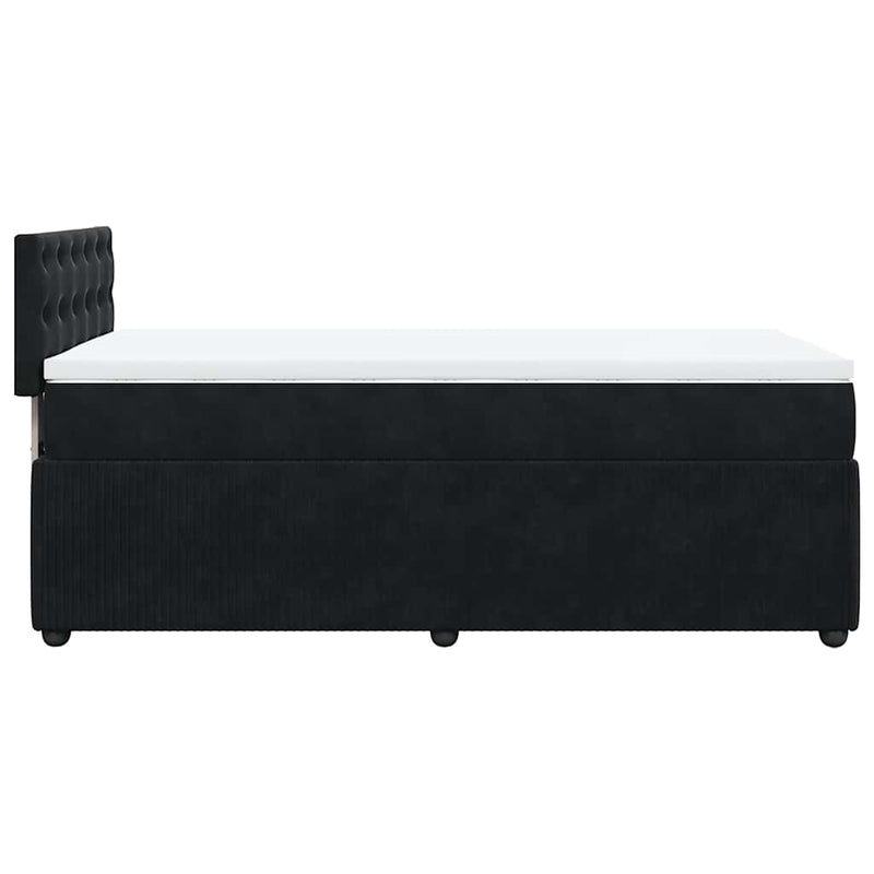 Pat box spring cu saltea, negru, 100x200 cm, catifea