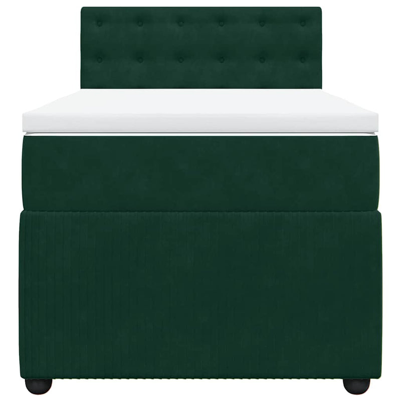 Pat box spring cu saltea, verde închis, 100x200 cm, catifea