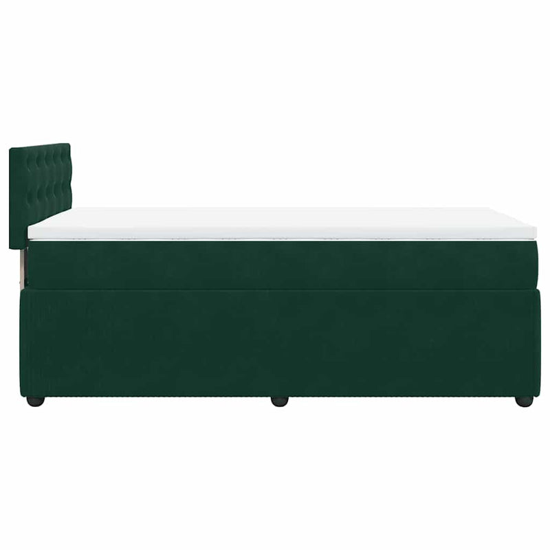 Pat box spring cu saltea, verde închis, 100x200 cm, catifea