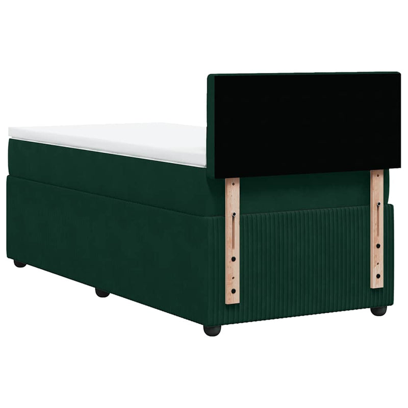 Pat box spring cu saltea, verde închis, 100x200 cm, catifea
