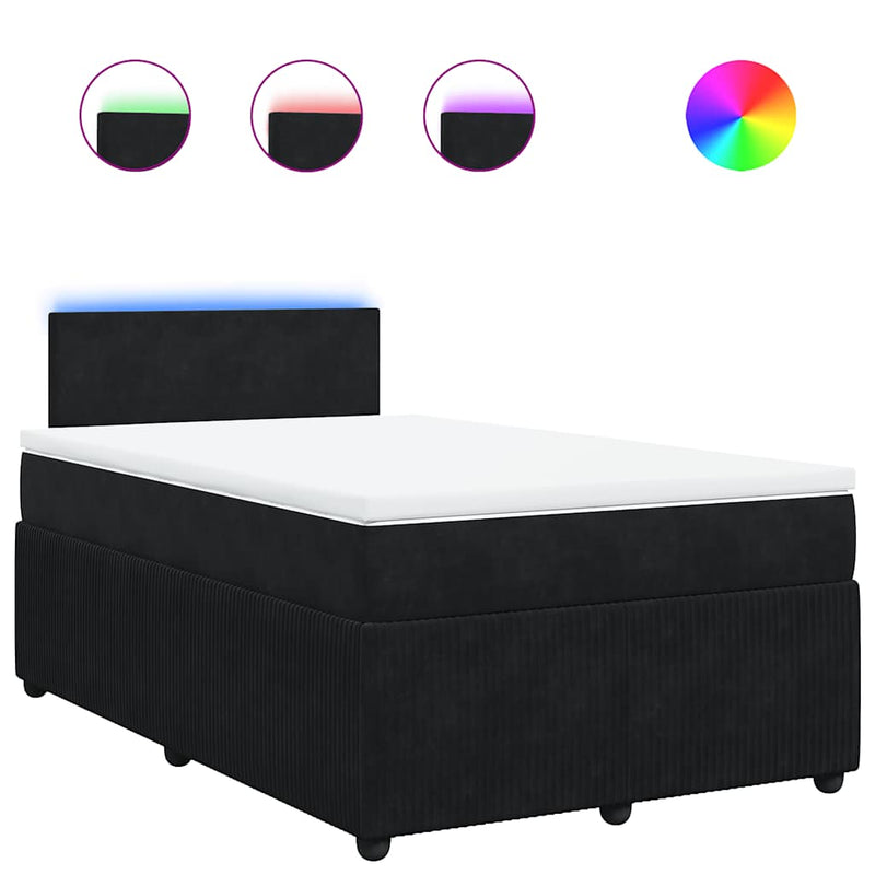 Pat box spring cu saltea, negru, 120x190 cm, catifea