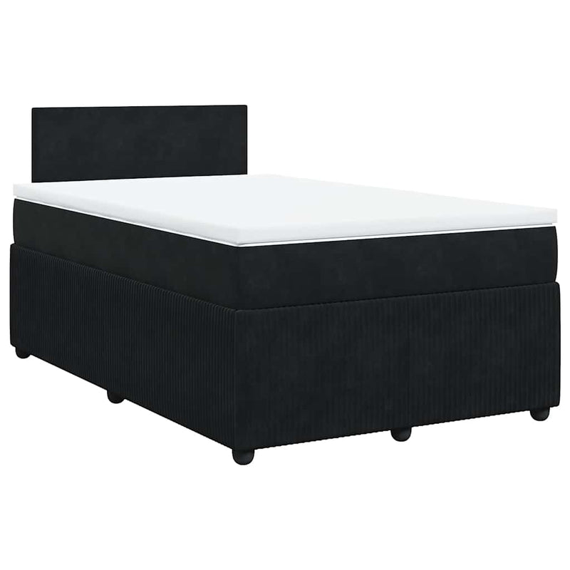 Pat box spring cu saltea, negru, 120x190 cm, catifea