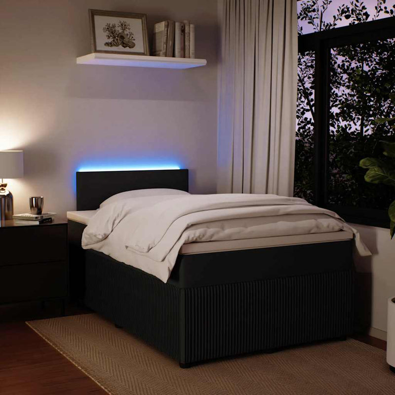 Pat box spring cu saltea, negru, 120x190 cm, catifea