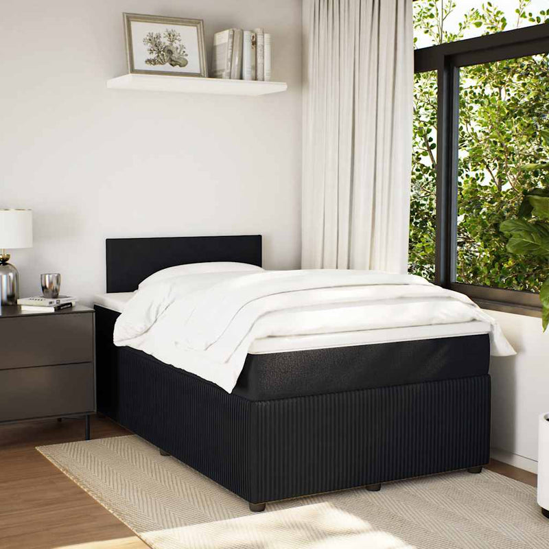 Pat box spring cu saltea, negru, 120x190 cm, catifea